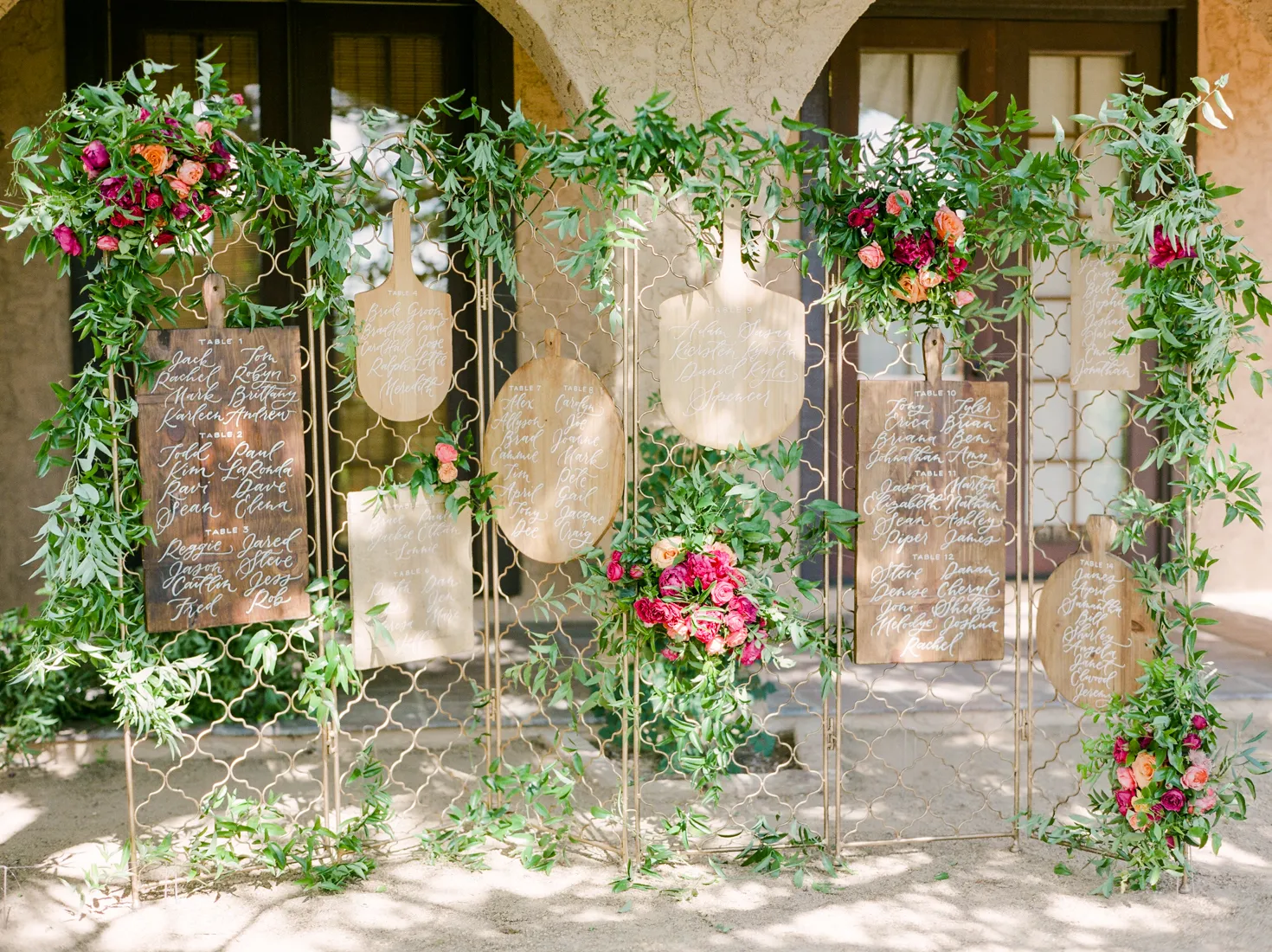 Wedding reception table catered by A Spice of Life at Villa Parker